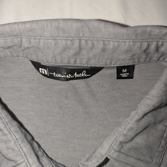 Travis Mathew Men's Medium Two Tone Gray and White Short Sleeve Polo Shirt - Picture 3 of 4
